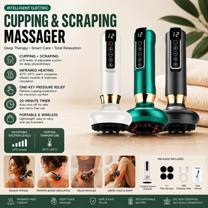 Smart Body Massage Suction Vacuum Cupping Device 6/12 Levels Anti Cellulite Heating Cans Back Guasha Scarping Chinese Meridian