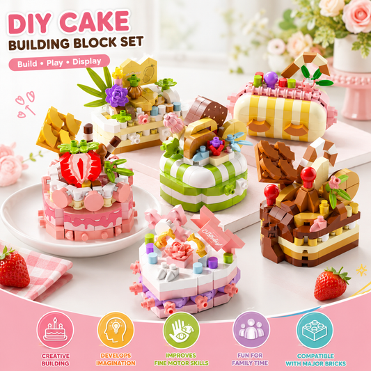 DIY Kids Cake Party Building Block Set - Creative Educational Construction Toy for Family Fun