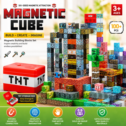 Magnetic Building Block Storage Box Set - DIY Construction Toy & Creative Assembly Kit for Kids