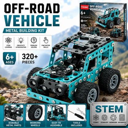 STEM Metal Truck Building Kit - 3D Engineering Model Construction Toy for Kids & Young Builders