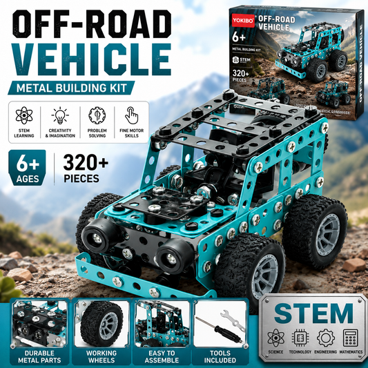 STEM Metal Truck Building Kit - 3D Engineering Model Construction Toy for Kids & Young Builders