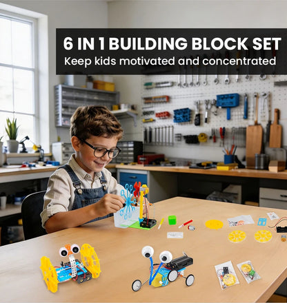 6-in-1 STEM Robot Building Kit - DIY Science Experiment & Educational Construction Toy for Kids