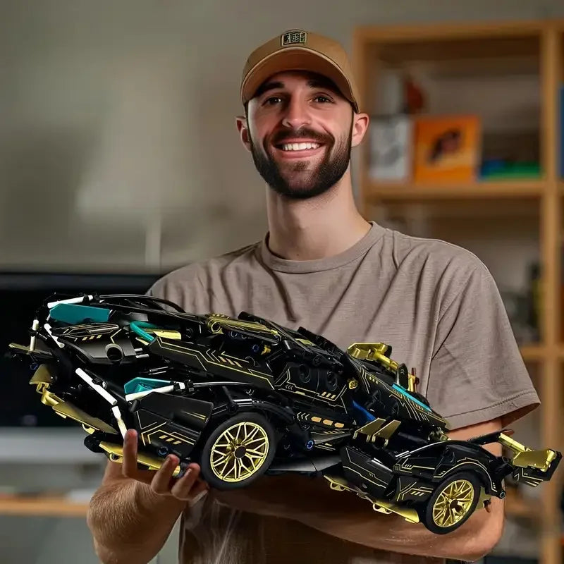Green Racing Car Building Block Set - Premium Sports Car Model Kit for Display & Collectors