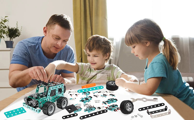 STEM Metal Truck Building Kit - 3D Engineering Model Construction Toy for Kids & Young Builders
