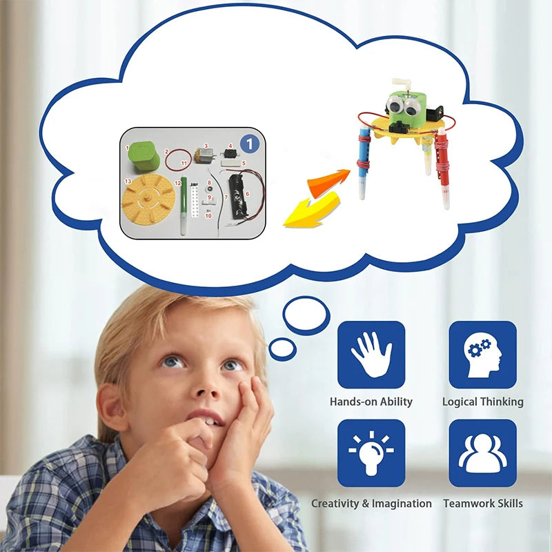 6-in-1 STEM Robot Building Kit - DIY Science Experiment & Educational Construction Toy for Kids