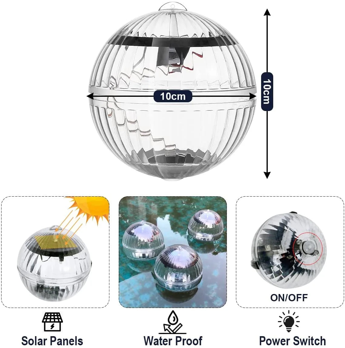 Solar Floating Pool Lights - Waterproof Color Changing LED Water Lamps for Pools, Ponds & Gardens