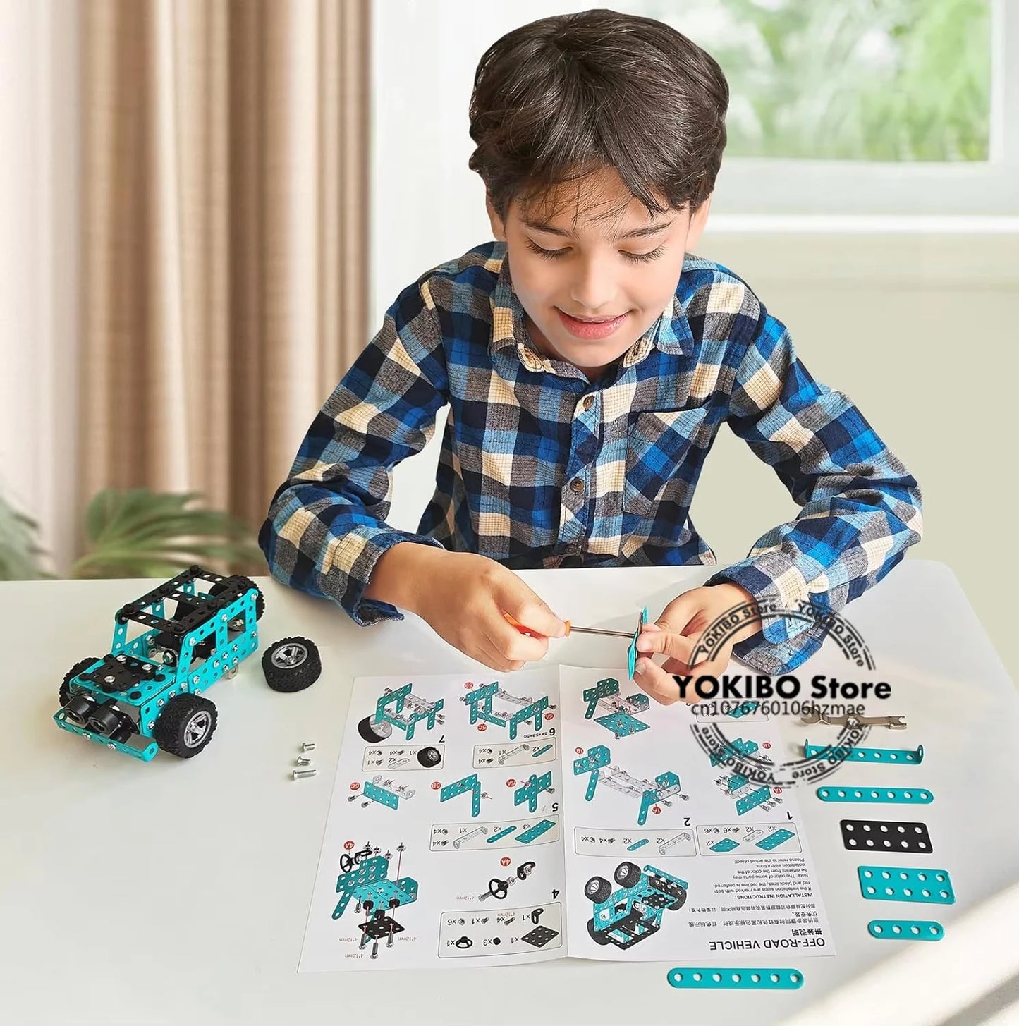 STEM Metal Truck Building Kit - 3D Engineering Model Construction Toy for Kids & Young Builders