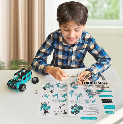 STEM Metal Truck Building Kit - 3D Engineering Model Construction Toy for Kids & Young Builders