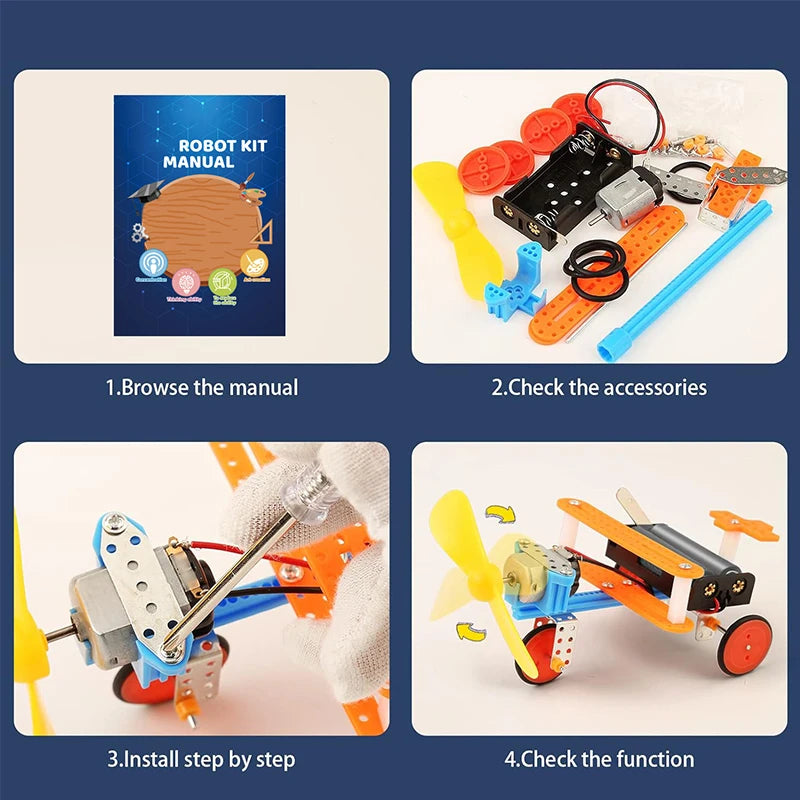 6-in-1 STEM Robot Building Kit - DIY Science Experiment & Educational Construction Toy for Kids
