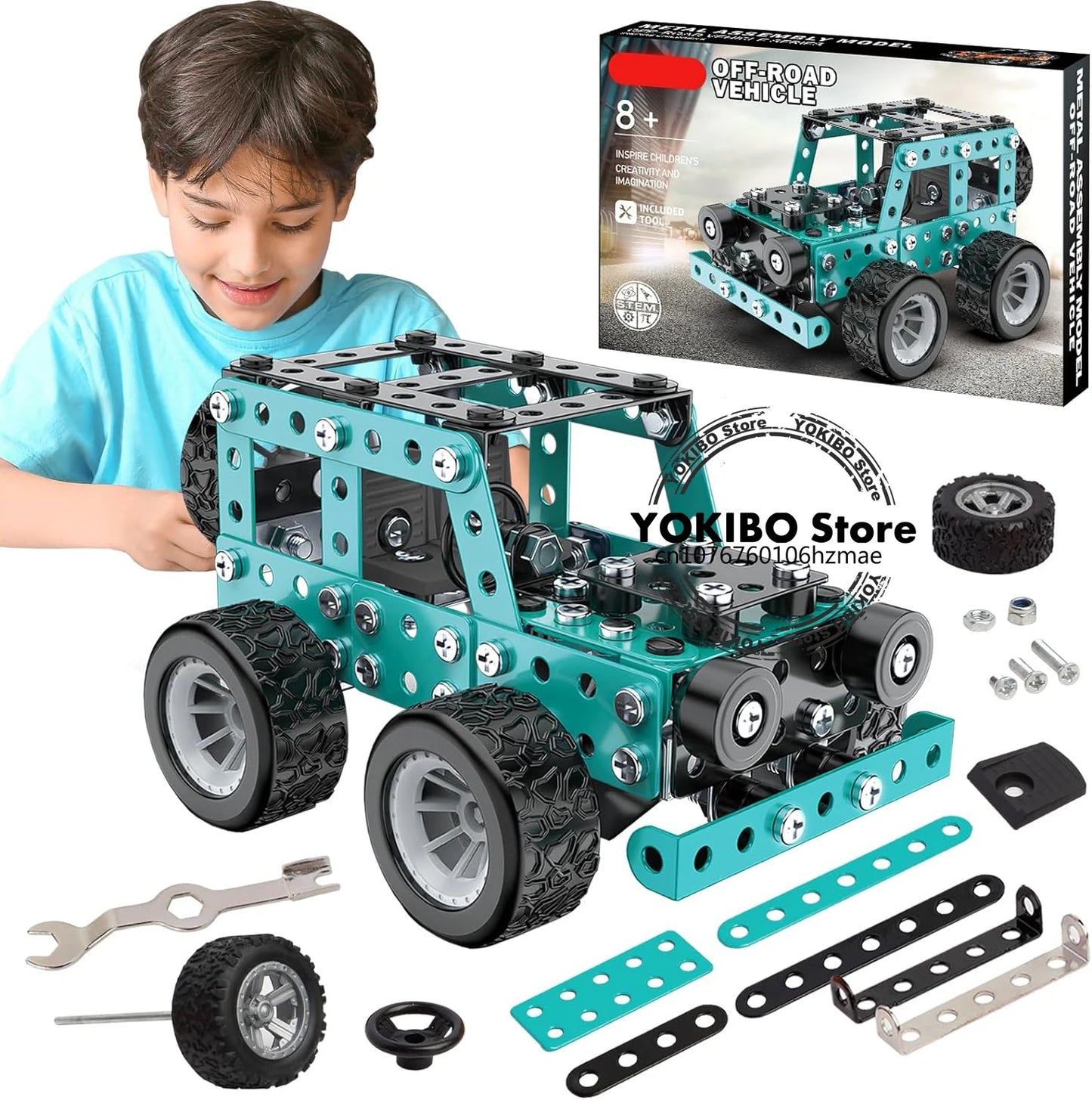 STEM Metal Truck Building Kit - 3D Engineering Model Construction Toy for Kids & Young Builders