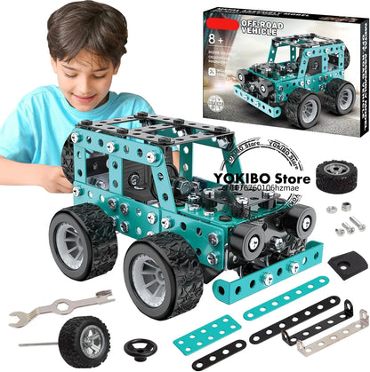 STEM Metal Truck Building Kit - 3D Engineering Model Construction Toy for Kids & Young Builders