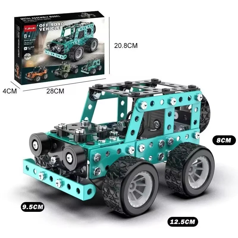 STEM Metal Truck Building Kit - 3D Engineering Model Construction Toy for Kids & Young Builders