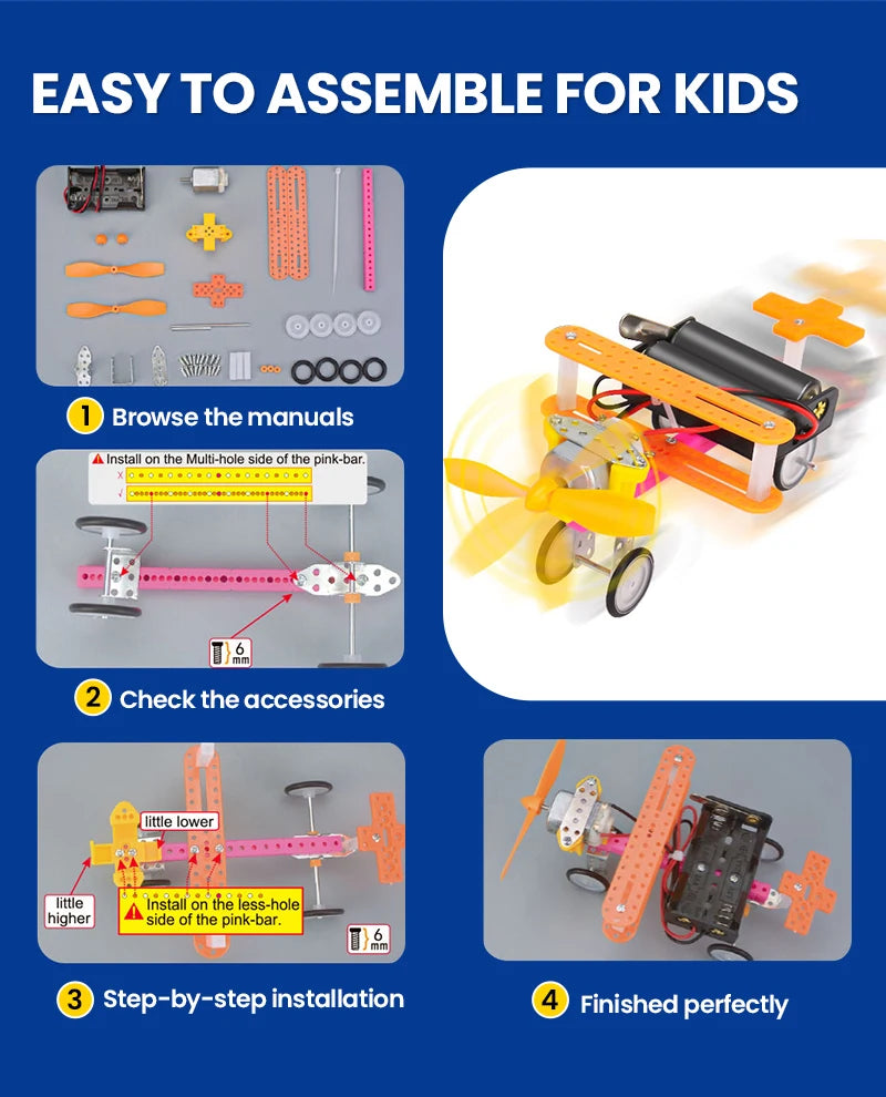 6-in-1 STEM Robot Building Kit - DIY Science Experiment & Educational Construction Toy for Kids