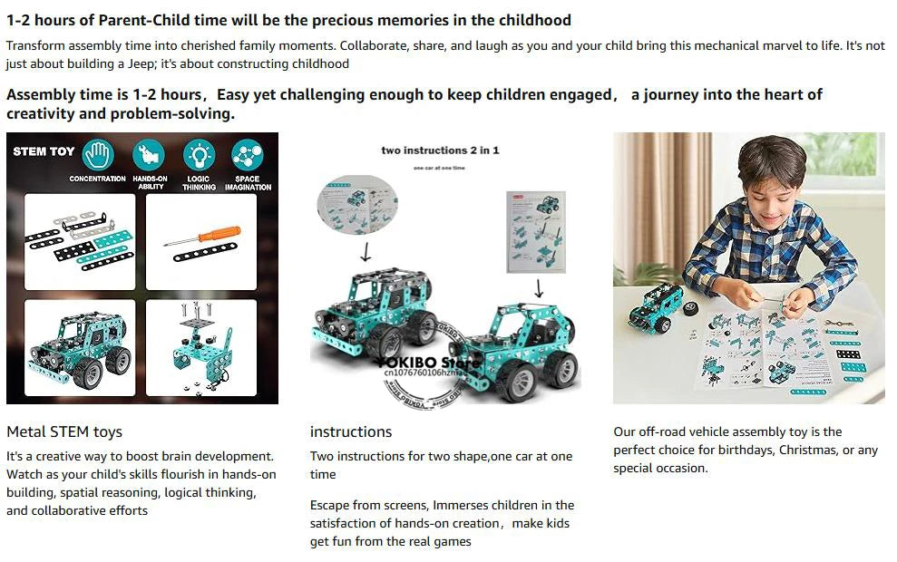 STEM Metal Truck Building Kit - 3D Engineering Model Construction Toy for Kids & Young Builders