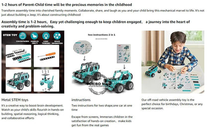 STEM Metal Truck Building Kit - 3D Engineering Model Construction Toy for Kids & Young Builders
