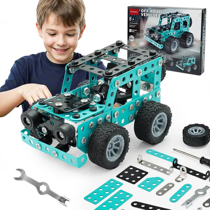 STEM Metal Truck Building Kit - 3D Engineering Model Construction Toy for Kids & Young Builders