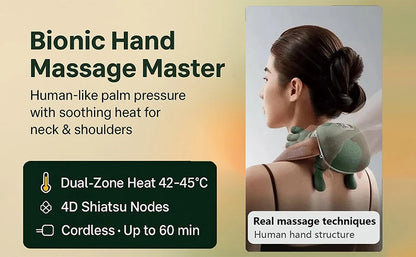 Bionic Neck & Shoulder Massager - 3 Level Kneading Massage Pillow for Neck, Back, Waist & Leg Relief