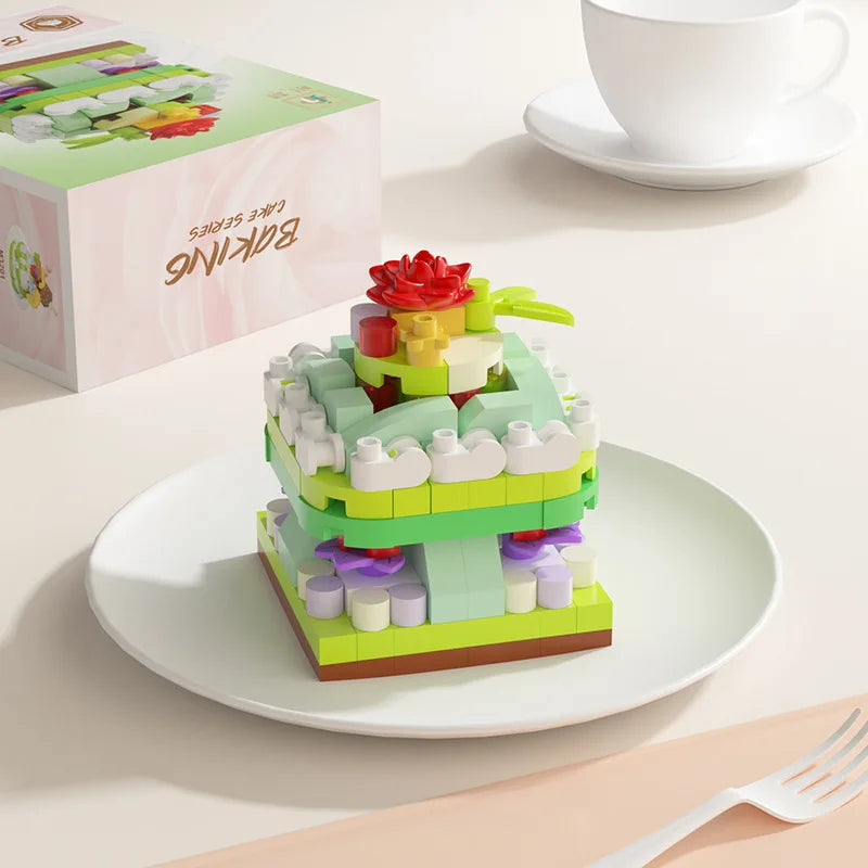 DIY Kids Cake Party Building Block Set - Creative Educational Construction Toy for Family Fun