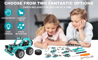 STEM Metal Truck Building Kit - 3D Engineering Model Construction Toy for Kids & Young Builders