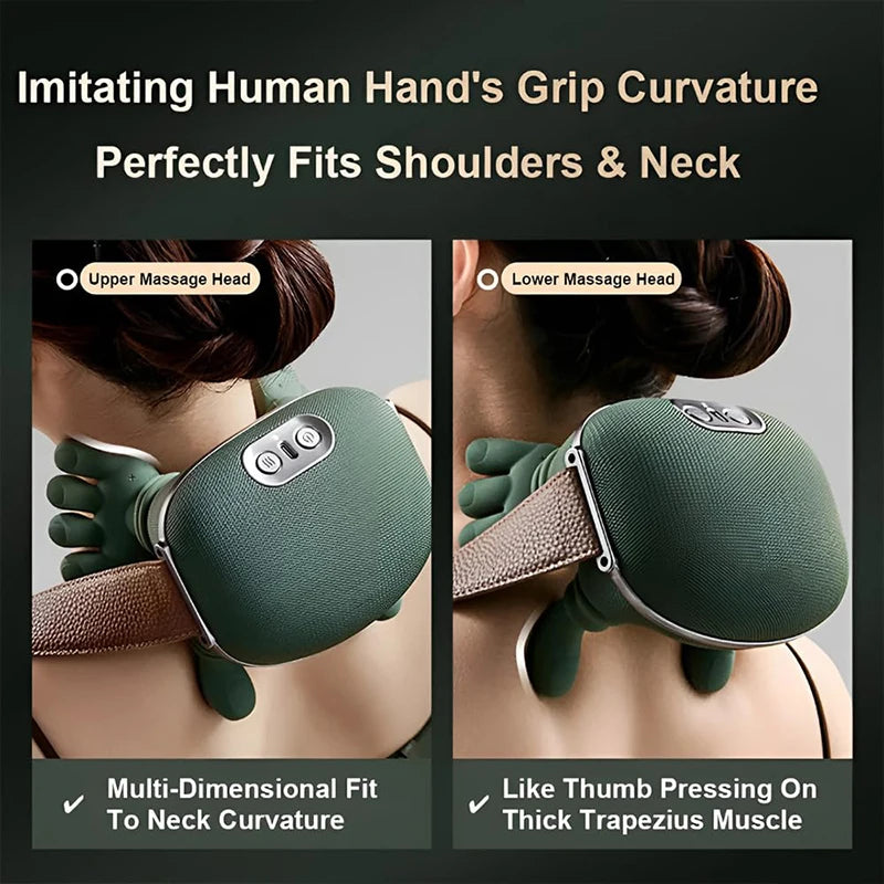 Bionic Neck & Shoulder Massager - 3 Level Kneading Massage Pillow for Neck, Back, Waist & Leg Relief