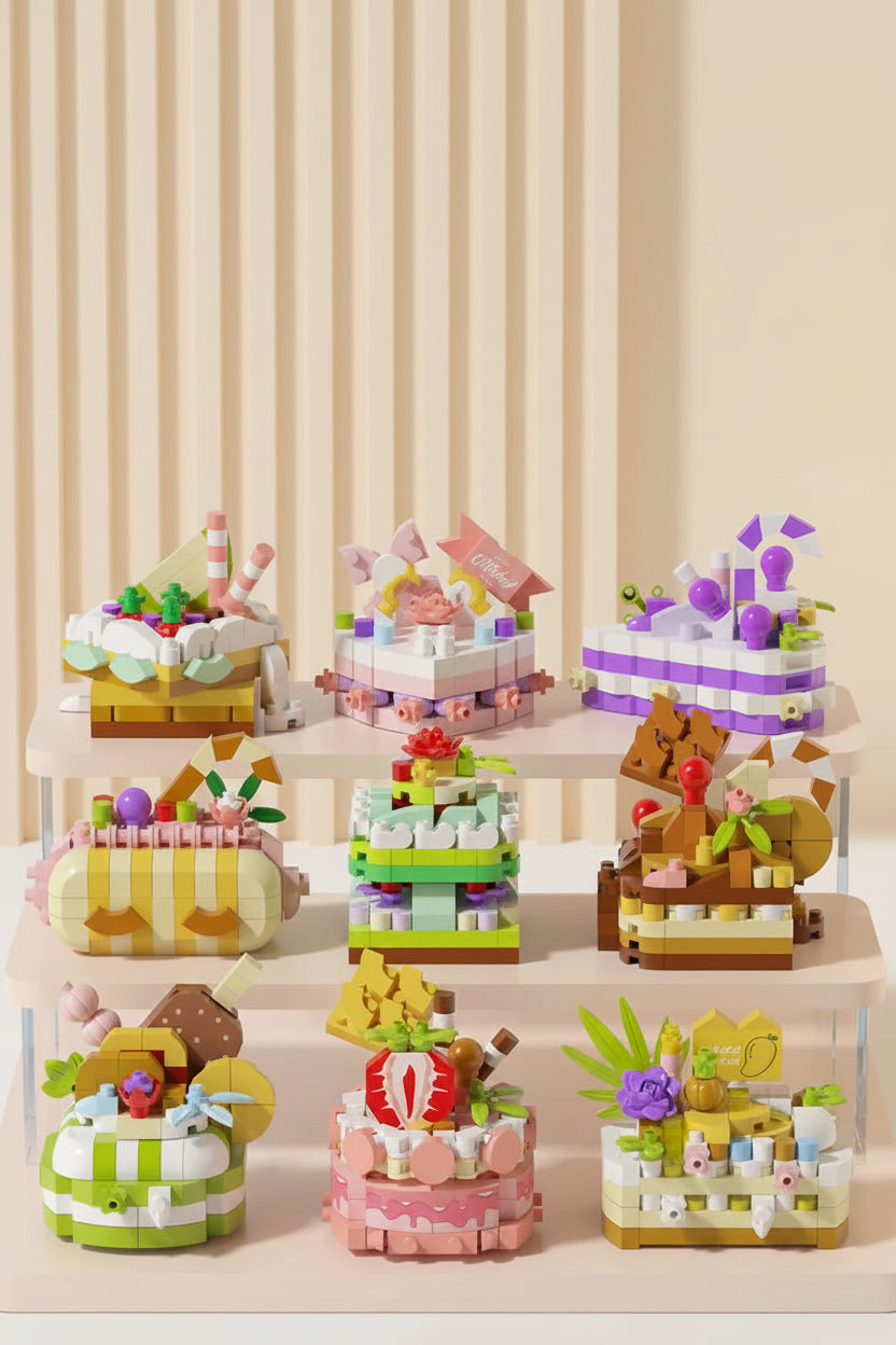 DIY Kids Cake Party Building Block Set - Creative Educational Construction Toy for Family Fun
