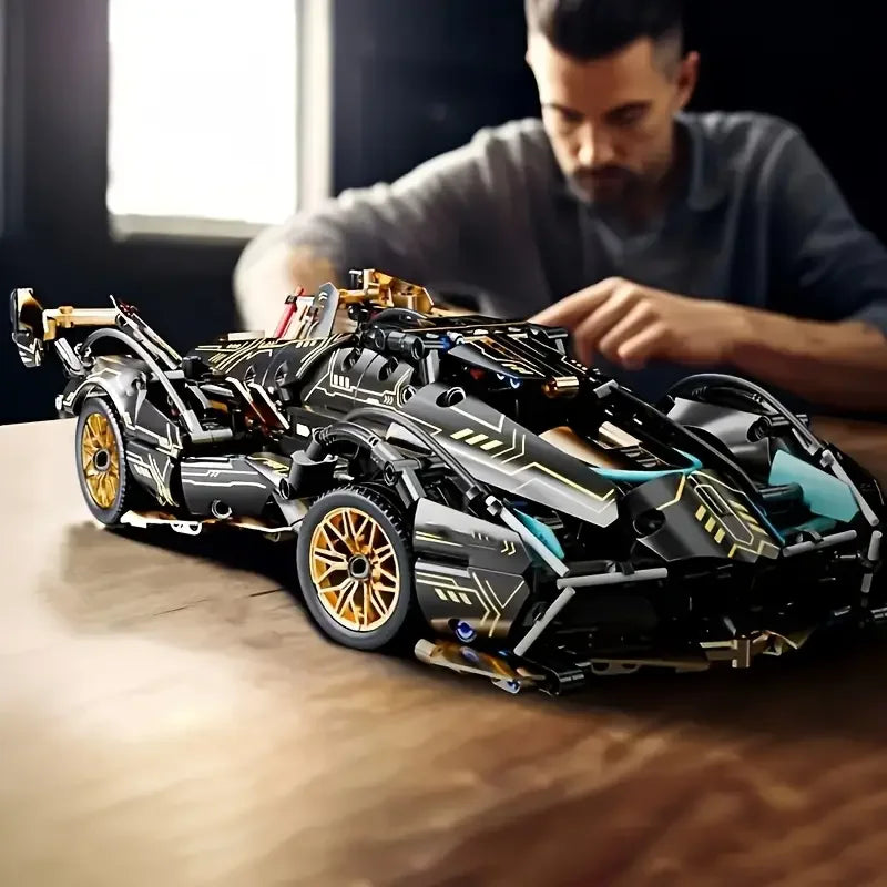 Green Racing Car Building Block Set - Premium Sports Car Model Kit for Display & Collectors